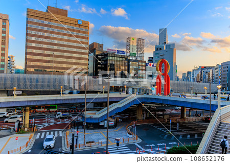 Tokyo, Taito Ward, evening urban landscape in front of JR Ueno Station Tokyo, Taito Ward, evening urban landscape in front of JR Ueno Station 108652176