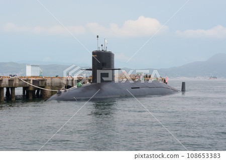 Maritime Self-Defense Force submarine Fuyushio at anchor 108653383