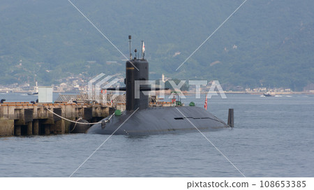 Maritime Self-Defense Force submarine Fuyushio at anchor 108653385