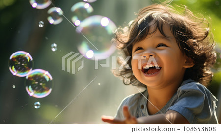 Boys playing with soap bubbles Boys playing with soap bubbles 108653608