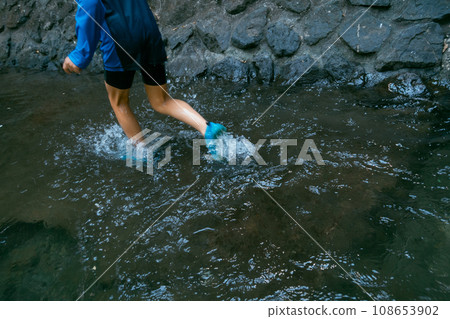 outing to the riverside, playing in a river, river 108653902