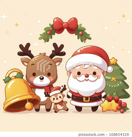 Christmas Santa Claus and the red-nosed reindeer 108654320