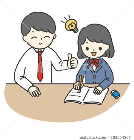 一名女學生正在與老師一對一學習。 108654505