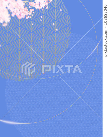 Simple Japanese style background with cherry blossoms and Japanese pattern 108655046