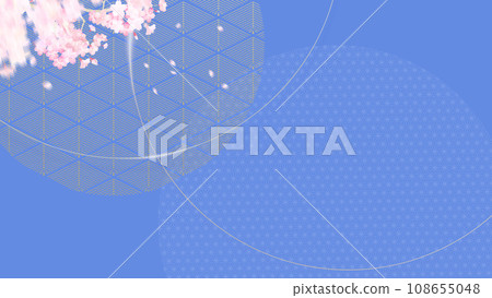 Simple Japanese style background with cherry blossoms and Japanese pattern Simple Japanese style background with cherry blossoms and Japanese pattern 108655048
