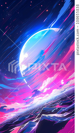 Hand drawn anime beautiful fantasy landscape illustration background Hand drawn anime beautiful fantasy landscape illustration background 108655838
