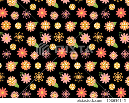 Colorful and cute embroidery style flower seamless pattern background illustration 108656145