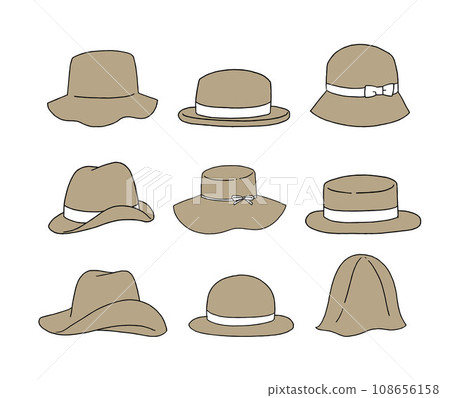 Brown hat illustration set 108656158