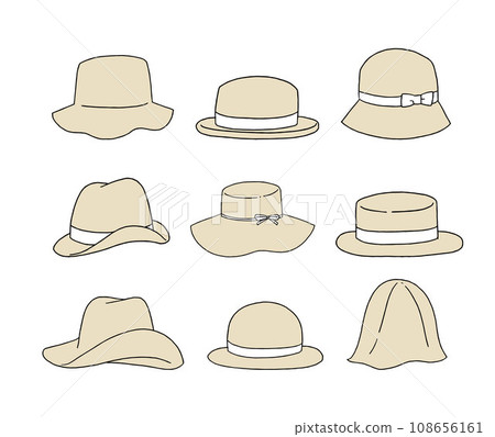 Beige hat illustration set 108656161