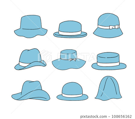 Light blue hat illustration set 108656162