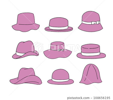 Pink hat illustration set 108656195