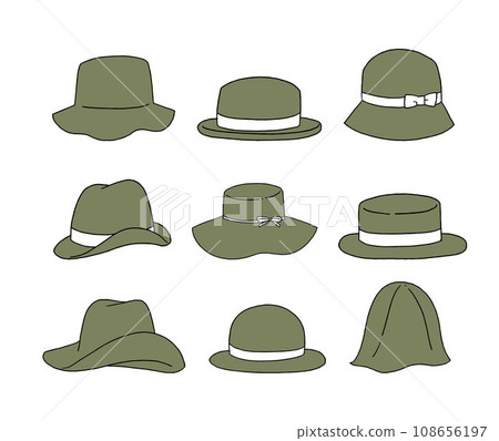 Khaki hat illustration set Khaki hat illustration set 108656197