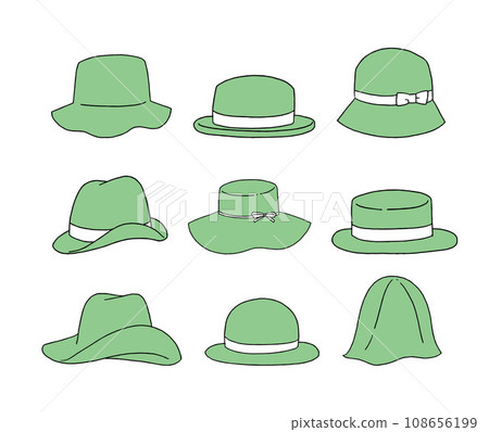 Green hat illustration set 108656199