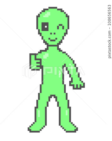 漂亮的外星人像素藝術（綠色） 108656563