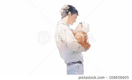 一個男人抱著嬰兒的插圖 AI 生成的圖像 108656605