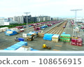 Miniature scenery of a cargo terminal lined with containers 108656915