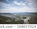 Aerial view of Funatoyama and Wakayama Bay from the sky above Yuriyama in Kinokawa City, Wakayama Prefecture, along the Kinokawa River. 108657024
