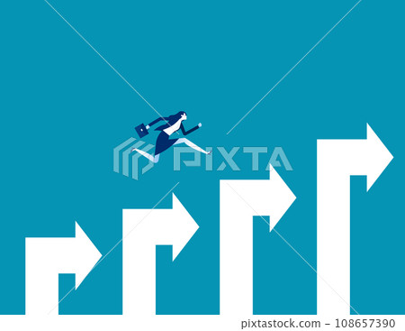 Businessman jump on graph columns. Ambition and success concept 108657390