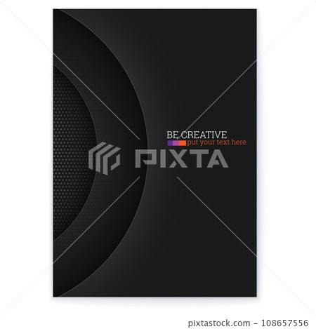 Abstract poster. Multi layered composition. Paper cut style. Round shapes with halftone pattern. 108657556