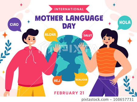 International Mother Language Day Vector Illustration on February 21 with Mom Says Hello in Several World Languages in Flat Kids Cartoon Background 108657731