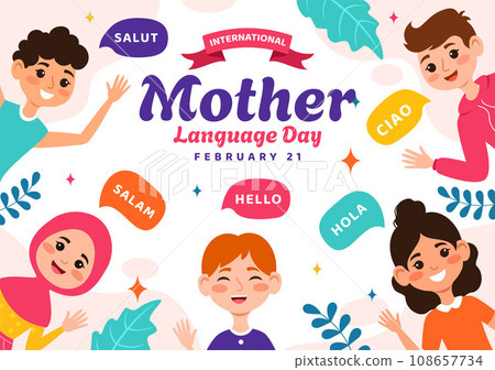 International Mother Language Day Vector Illustration on February 21 with Mom Says Hello in Several World Languages in Flat Kids Cartoon Background International Mother Language Day Vector Illustration on February 21 with Mom Says Hello in Several World Languages in Flat Kids Cartoon Background 108657734