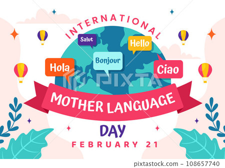 International Mother Language Day Vector Illustration on February 21 with Mom Says Hello in Several World Languages in Flat Kids Cartoon Background 108657740