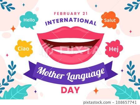 International Mother Language Day Vector Illustration on February 21 with Mom Says Hello in Several World Languages in Flat Kids Cartoon Background International Mother Language Day Vector Illustration on February 21 with Mom Says Hello in Several World Languages in Flat Kids Cartoon Background 108657741