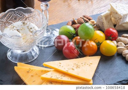 Assorted cheese wine 108658418