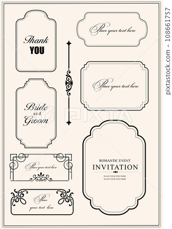 Calligraphic elements and frame vintage set. 108661757