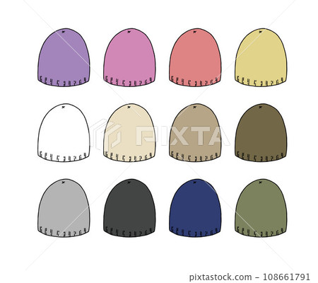Illustration set of knit hat Illustration set of knit hat 108661791
