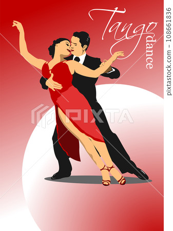 Couple dancing a tango. Vector Colored 108661836