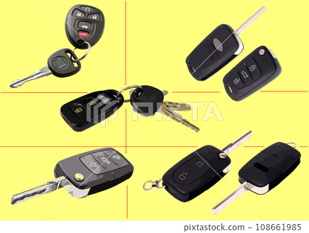 Set of Car key with remote control. Vector 3d 108661985