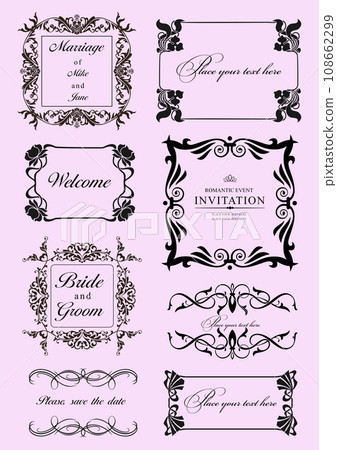 Calligraphic elements and frame vintage set. Vector 108662299