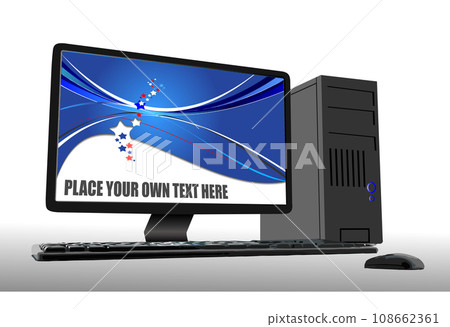 Vector 3d color  illustration of desktop PC or server station. 108662361