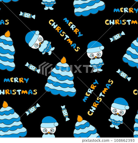 Christmas Doodle Background. Christmas, xmas and New Year Seamless Pattern. Christmas Doodle Background. Christmas, xmas and New Year Seamless Pattern. 108662393