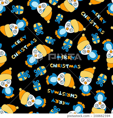 Christmas Doodle Background. Christmas, xmas and New Year Seamless Pattern. Christmas Doodle Background. Christmas, xmas and New Year Seamless Pattern. 108662394