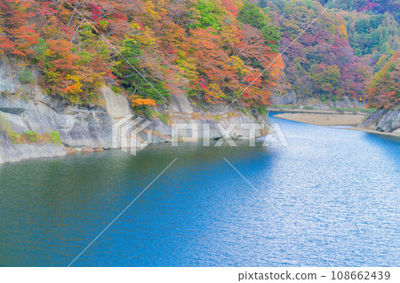 [秋天的材料]奧須花溪谷的紅葉[長野縣] 108662439