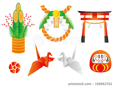 New Year illustration set lucky charms 108662502