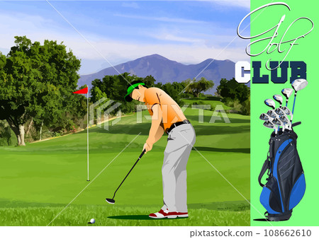 Golf player. Colored vector 3d illustration for designers 108662610