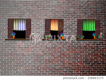 Exposed three Italian windows. 3d vector color illustration Exposed three Italian windows. 3d vector color illustration 108663173