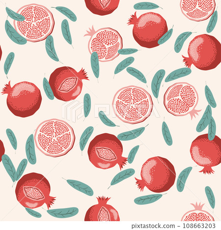 Pomegranate pattern, Happy and sweet New Year Shana Tova with pomegranates and seeds 108663203
