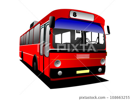 Red City bus on the road. Coach. Vector 3d illustration Red City bus on the road. Coach. Vector 3d illustration 108663255