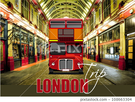 London double Decker red bus on city background . Vector 3d illustration London double Decker red bus on city background . Vector 3d illustration 108663304