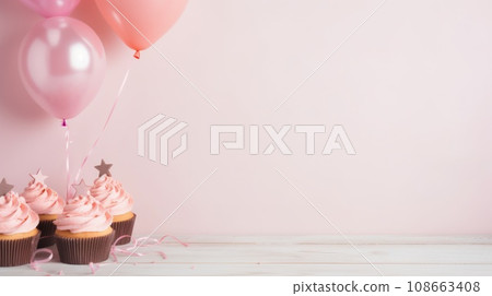 birthday holiday background, cakes with candles and copy space birthday holiday background, cakes with candles and copy space 108663408