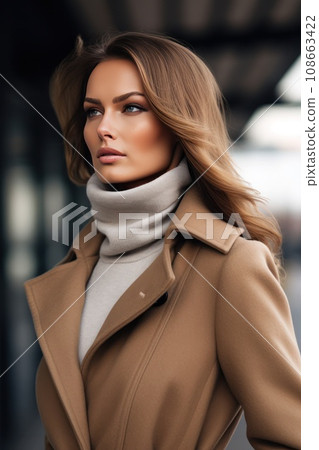 fashion model girl in winter coat fashion model girl in winter coat 108663422