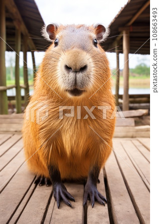 Portrait of a happy capybara Portrait of a happy capybara 108663493