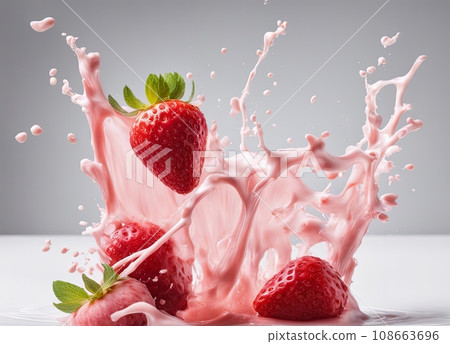 strawberry with milk splash 108663696
