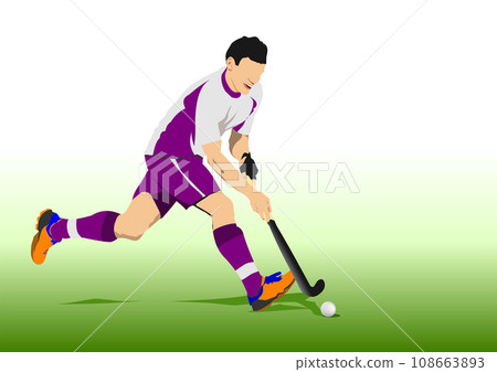 Field Hockey player, ready to pass the ball to a team mate. 3d vector illustration 108663893