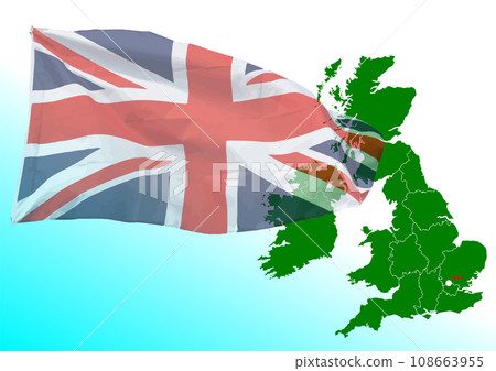 The Flag and map of Great Britain. 3d color vector illustration 108663955