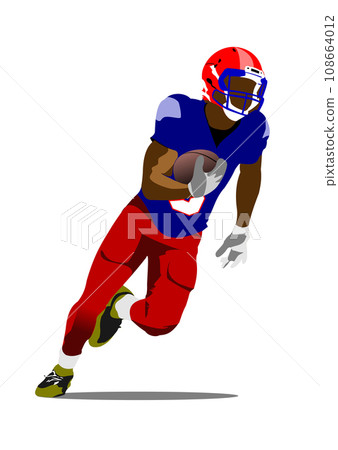 American football player image. Poster. Vector 3d illustration 108664012